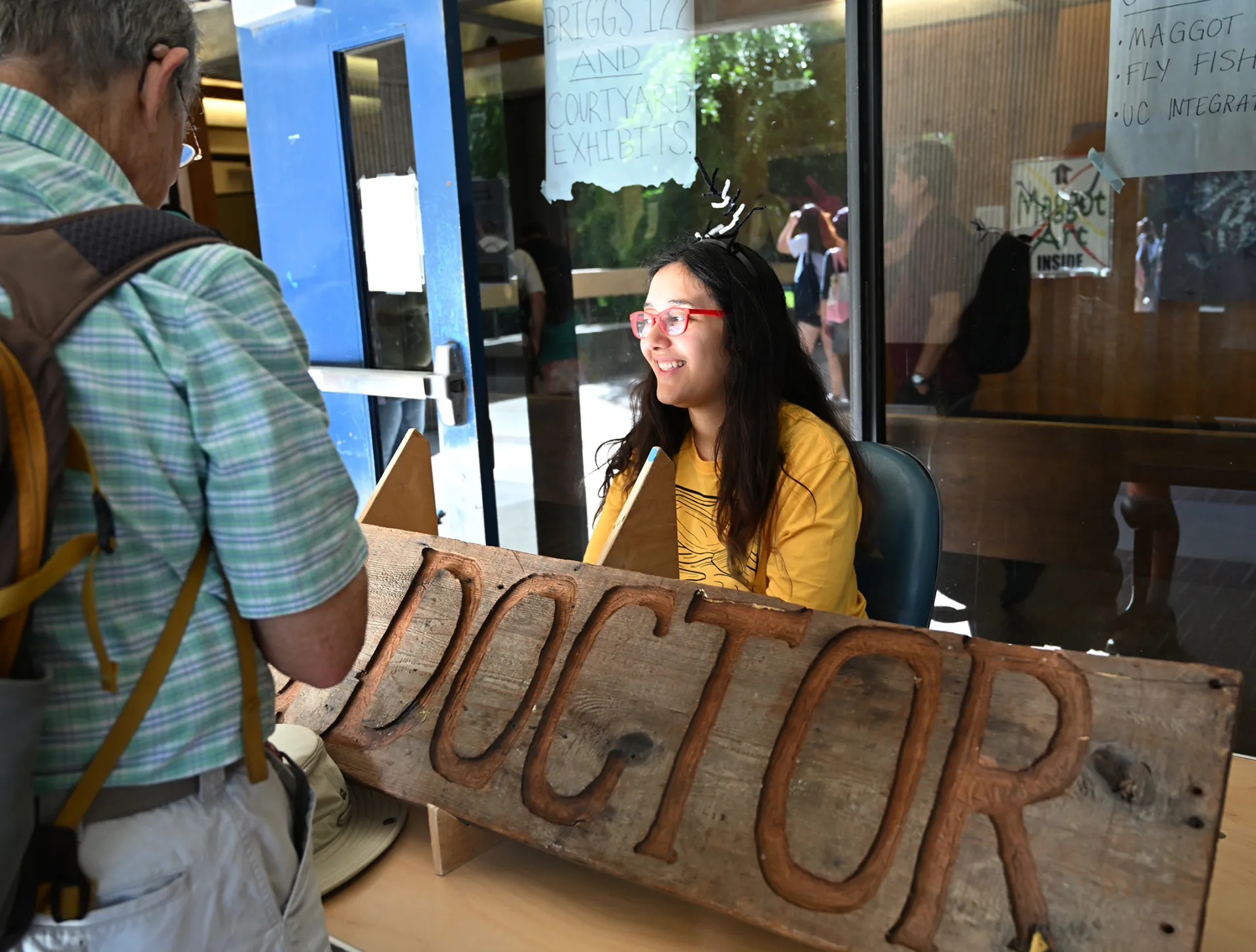 Cara Cristina "CC" Edwards of the Geoffrey Attardo lab responds to a question. (Photo by Kathy Keatley Garvey)